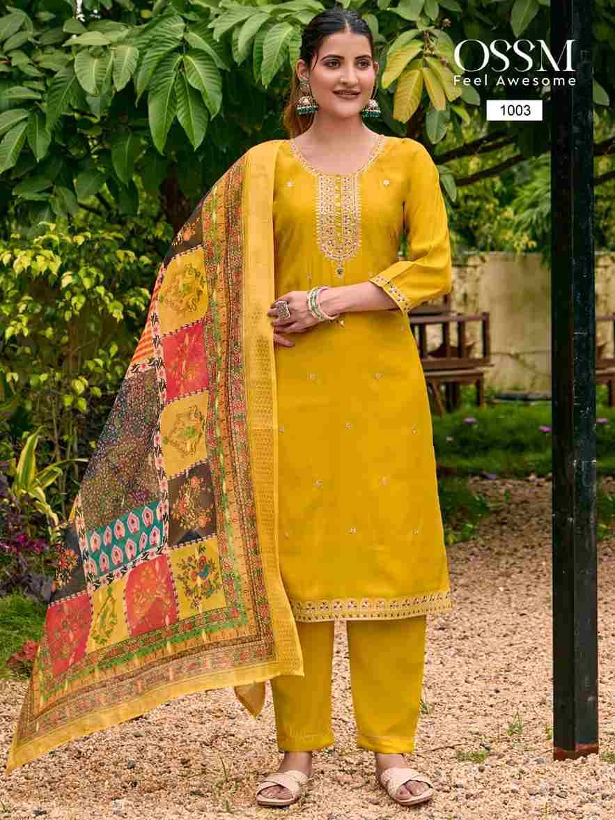 Pihu By Ossm 1001 To 1006 Series Designer Festive Suits Beautiful Fancy Stylish Colorful Party Wear & Occasional Wear Viscose Silk Embroidered Dresses At Wholesale Price