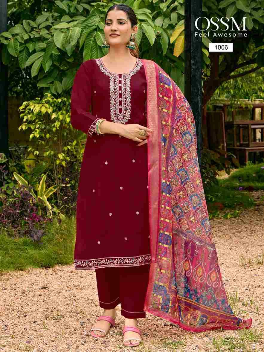 Pihu By Ossm 1001 To 1006 Series Designer Festive Suits Beautiful Fancy Stylish Colorful Party Wear & Occasional Wear Viscose Silk Embroidered Dresses At Wholesale Price