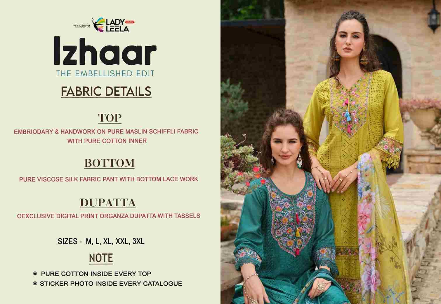 Izhaar By Lady Leela 31131 To 31136 Series Beautiful Festive Suits Colorful Stylish Fancy Casual Wear & Ethnic Wear Pure Muslin With Work Dresses At Wholesale Price