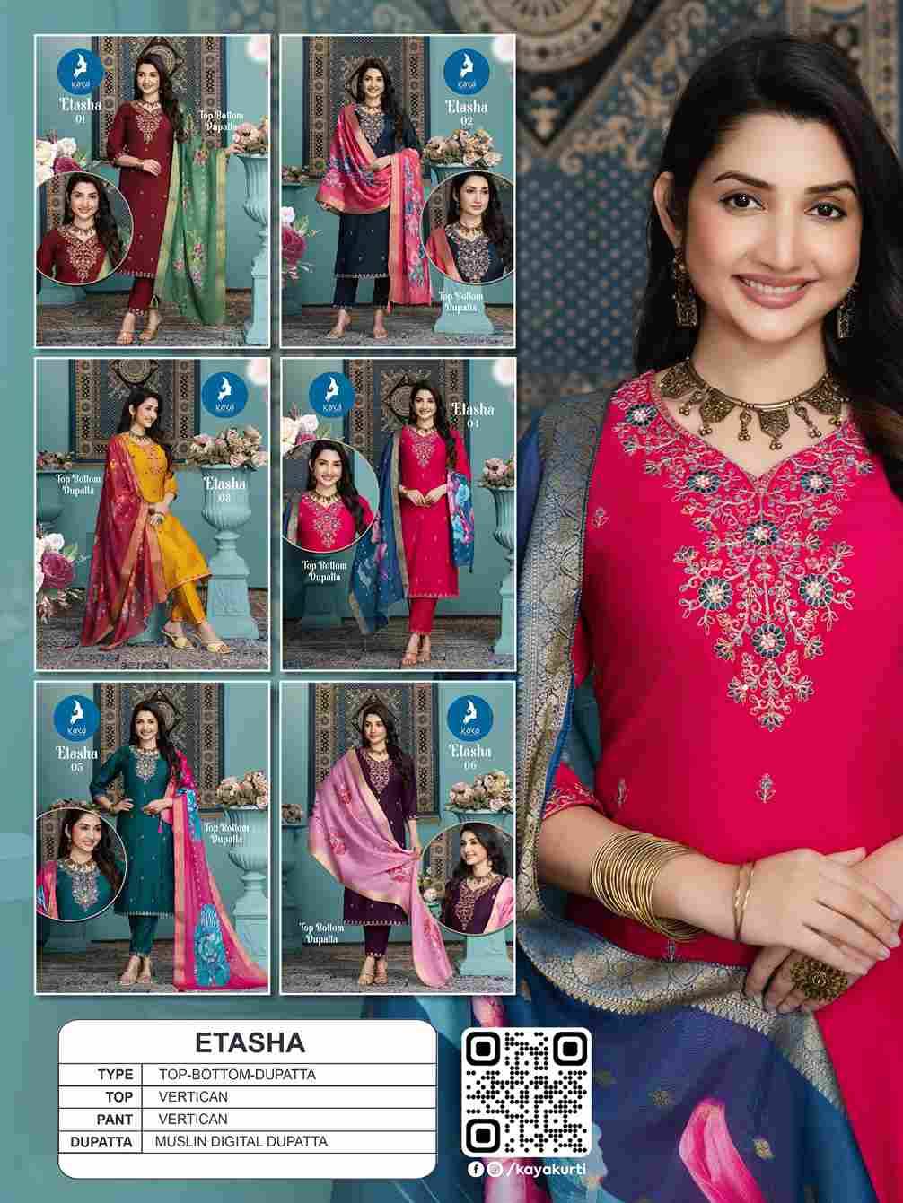 Etasha By Kaya 01 To 06 Series Beautiful Stylish Festive Suits Fancy Colorful Casual Wear & Ethnic Wear & Ready To Wear Vertican Print Dresses At Wholesale Price