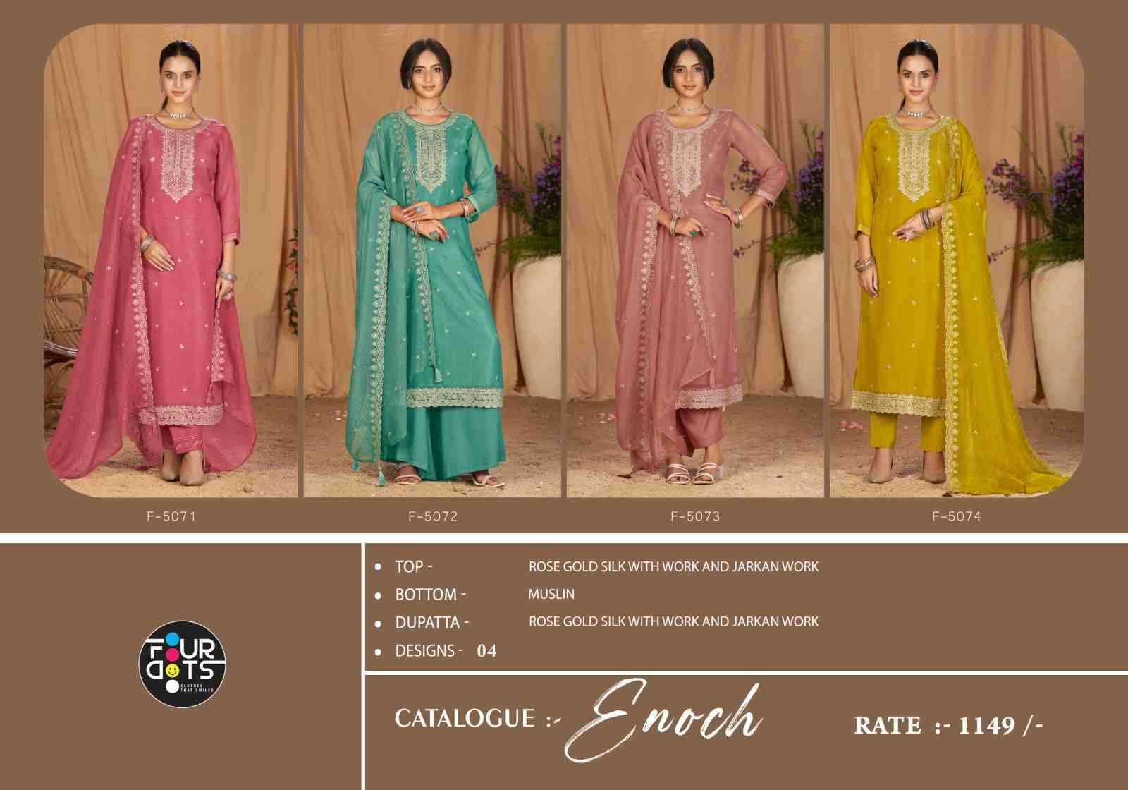 Enoch By Four Dots 5071 To 5074 Series Designer Stylish Fancy Colorful Beautiful Party Wear & Ethnic Wear Collection Silk Dresses At Wholesale Price