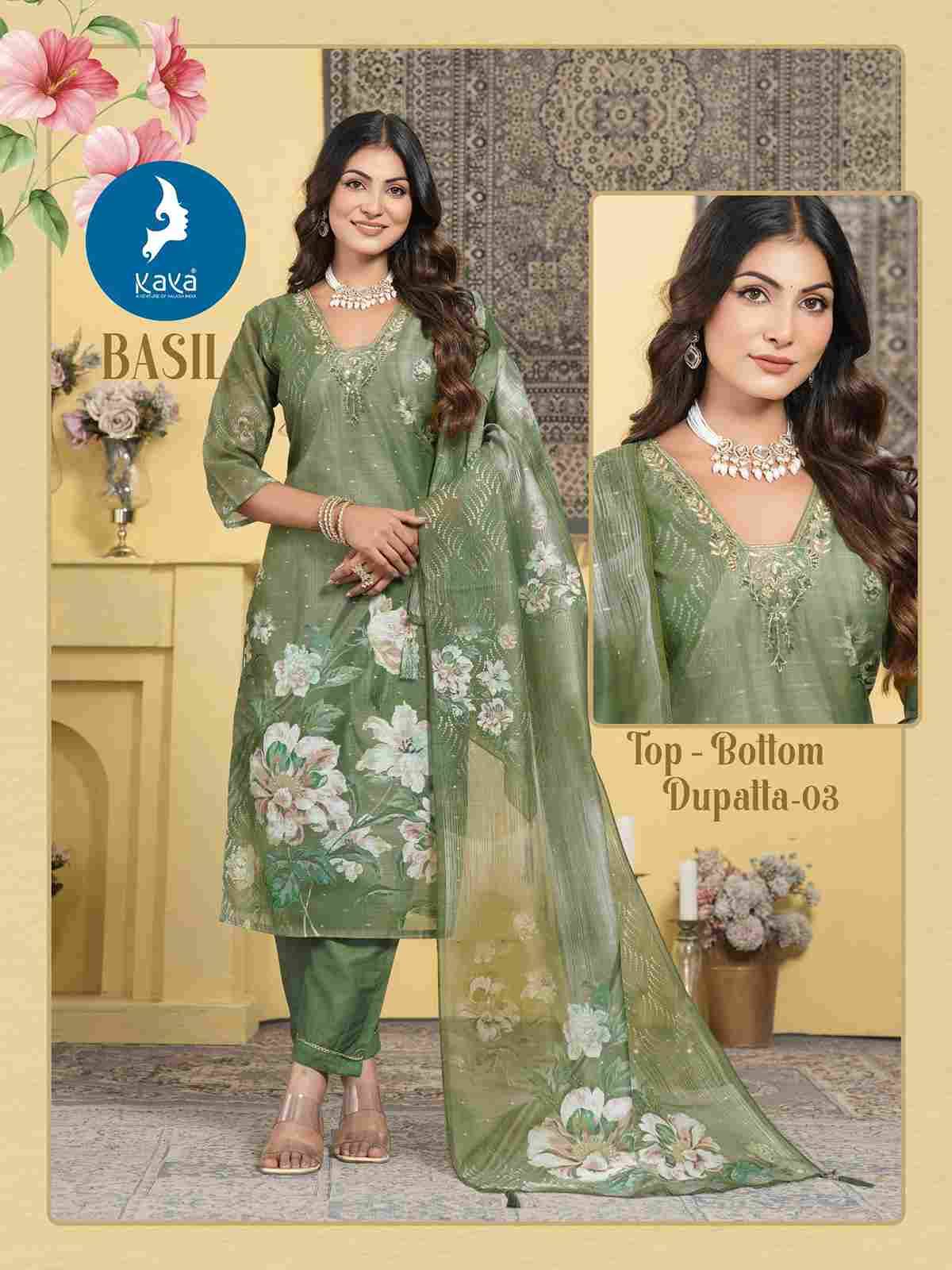 Basil By Kaya 01 To 06 Series Beautiful Stylish Festive Suits Fancy Colorful Casual Wear & Ethnic Wear & Ready To Wear Chanderi Print Dresses At Wholesale Price
