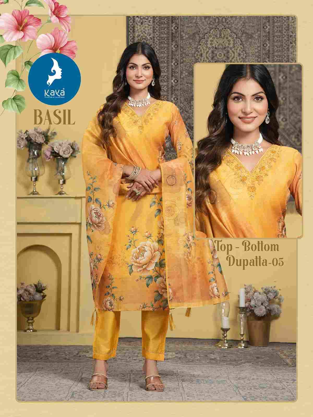 Basil By Kaya 01 To 06 Series Beautiful Stylish Festive Suits Fancy Colorful Casual Wear & Ethnic Wear & Ready To Wear Chanderi Print Dresses At Wholesale Price