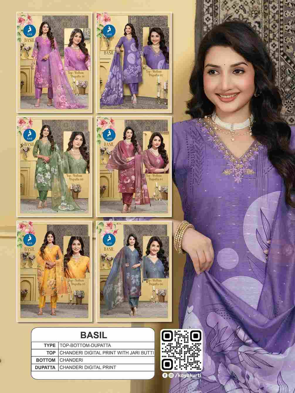 Basil By Kaya 01 To 06 Series Beautiful Stylish Festive Suits Fancy Colorful Casual Wear & Ethnic Wear & Ready To Wear Chanderi Print Dresses At Wholesale Price