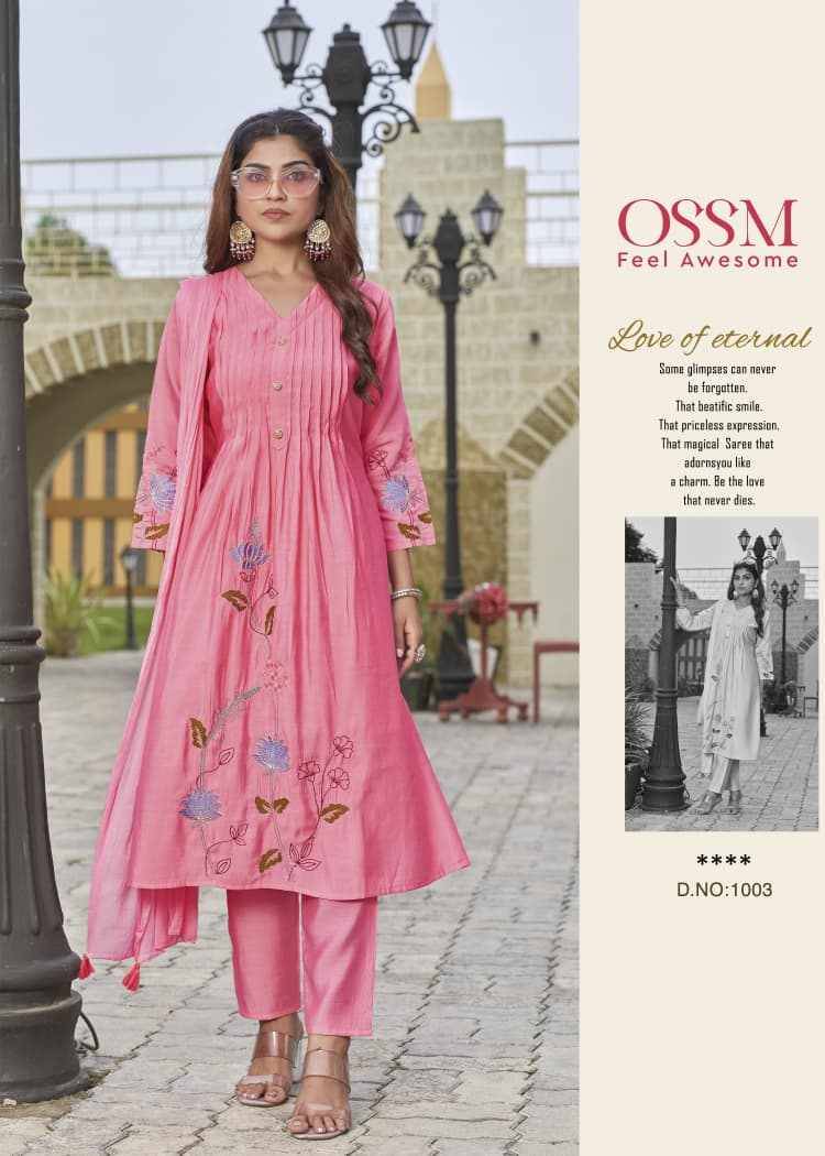 Festive Stories Vol-5 By Ossm 1001 To 1006 Series Beautiful Festive Suits Stylish Fancy Colorful Casual Wear & Ethnic Wear Viscose Silk With Work Dresses At Wholesale Price