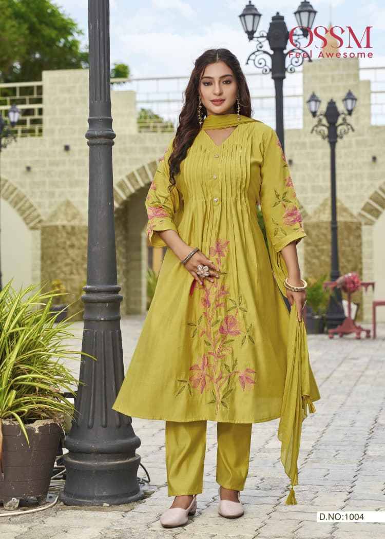 Festive Stories Vol-5 By Ossm 1001 To 1006 Series Beautiful Festive Suits Stylish Fancy Colorful Casual Wear & Ethnic Wear Viscose Silk With Work Dresses At Wholesale Price