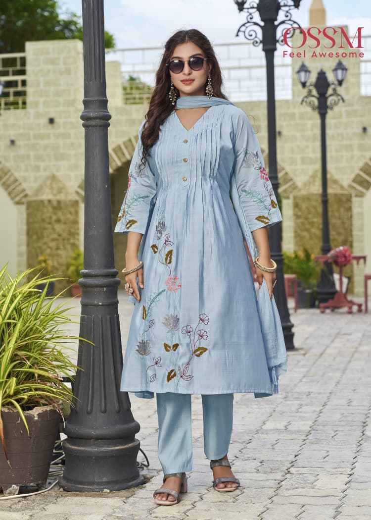 Festive Stories Vol-5 By Ossm 1001 To 1006 Series Beautiful Festive Suits Stylish Fancy Colorful Casual Wear & Ethnic Wear Viscose Silk With Work Dresses At Wholesale Price