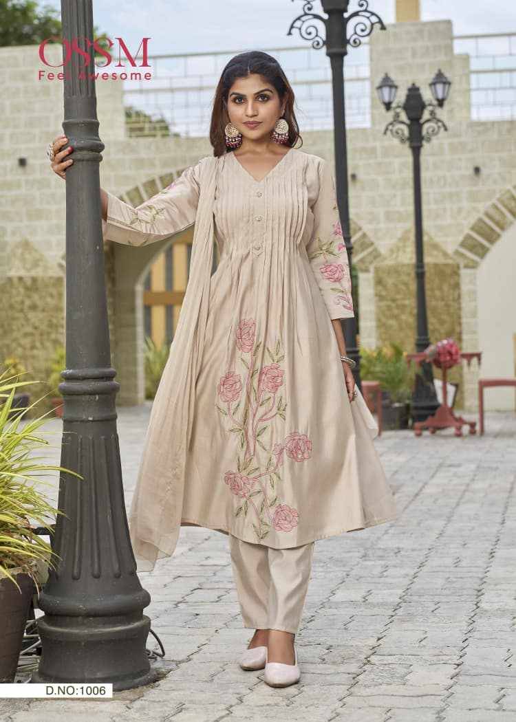 Festive Stories Vol-5 By Ossm 1001 To 1006 Series Beautiful Festive Suits Stylish Fancy Colorful Casual Wear & Ethnic Wear Viscose Silk With Work Dresses At Wholesale Price