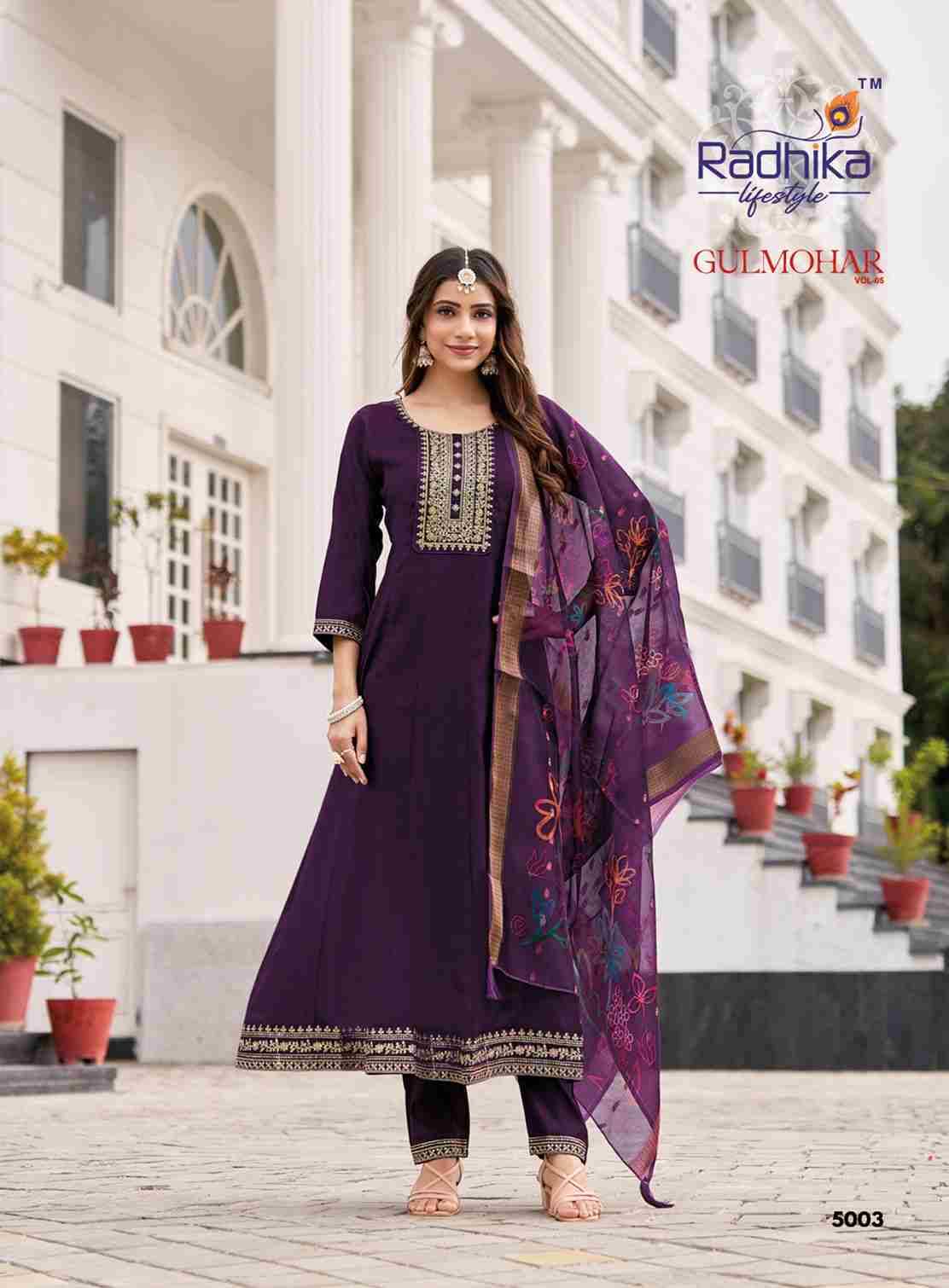 Gulmohar Vol-5 By Radhika Lifestyle 5001 To 5006 Series Beautiful Festive Suits Colorful Stylish Fancy Casual Wear & Ethnic Wear Roman Silk Dresses At Wholesale Price