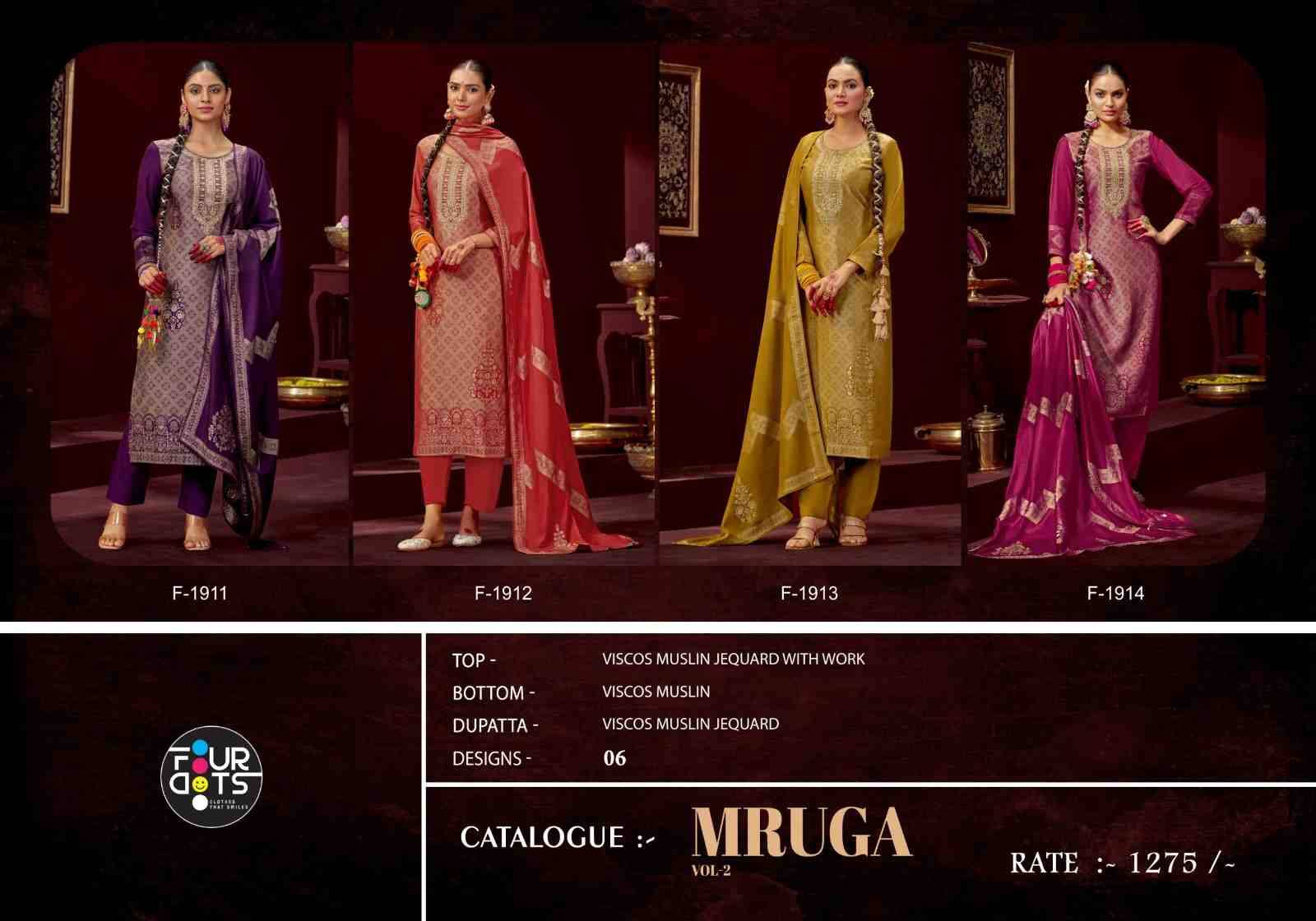 Mruga Vol-2 By Four Dots 1911 To 1914 Series Designer Stylish Fancy Colorful Beautiful Party Wear & Ethnic Wear Collection Muslin Jacquard Dresses At Wholesale Price