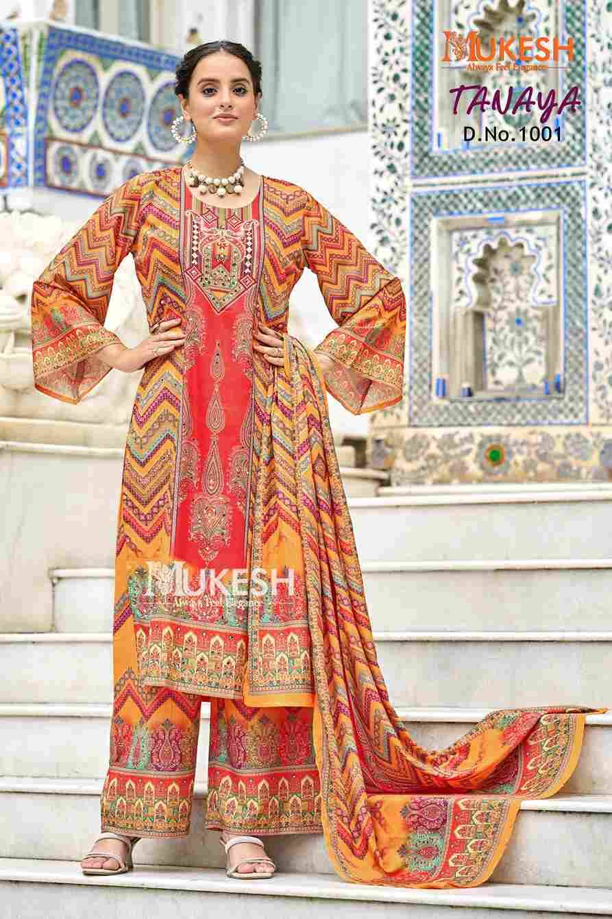 Tanaya By Mukesh 1001 To 1006 Series Designer Festive Suits Beautiful Fancy Stylish Colorful Party Wear & Occasional Wear Crepe Silk Dresses At Wholesale Price