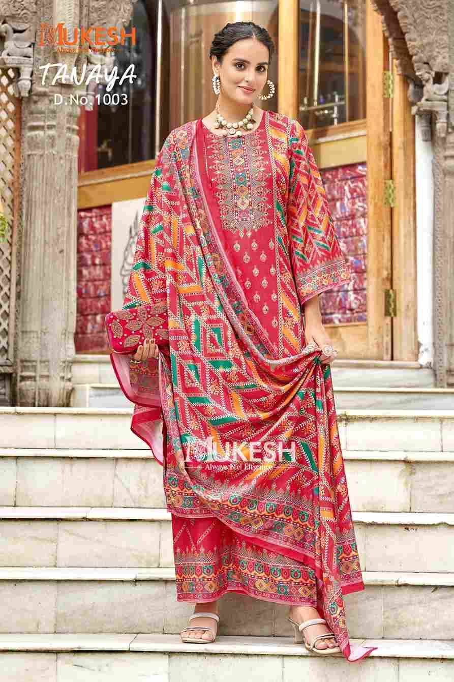 Tanaya By Mukesh 1001 To 1006 Series Designer Festive Suits Beautiful Fancy Stylish Colorful Party Wear & Occasional Wear Crepe Silk Dresses At Wholesale Price