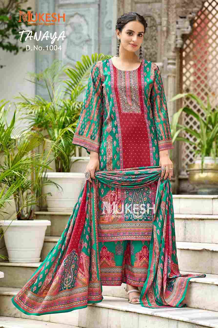 Tanaya By Mukesh 1001 To 1006 Series Designer Festive Suits Beautiful Fancy Stylish Colorful Party Wear & Occasional Wear Crepe Silk Dresses At Wholesale Price