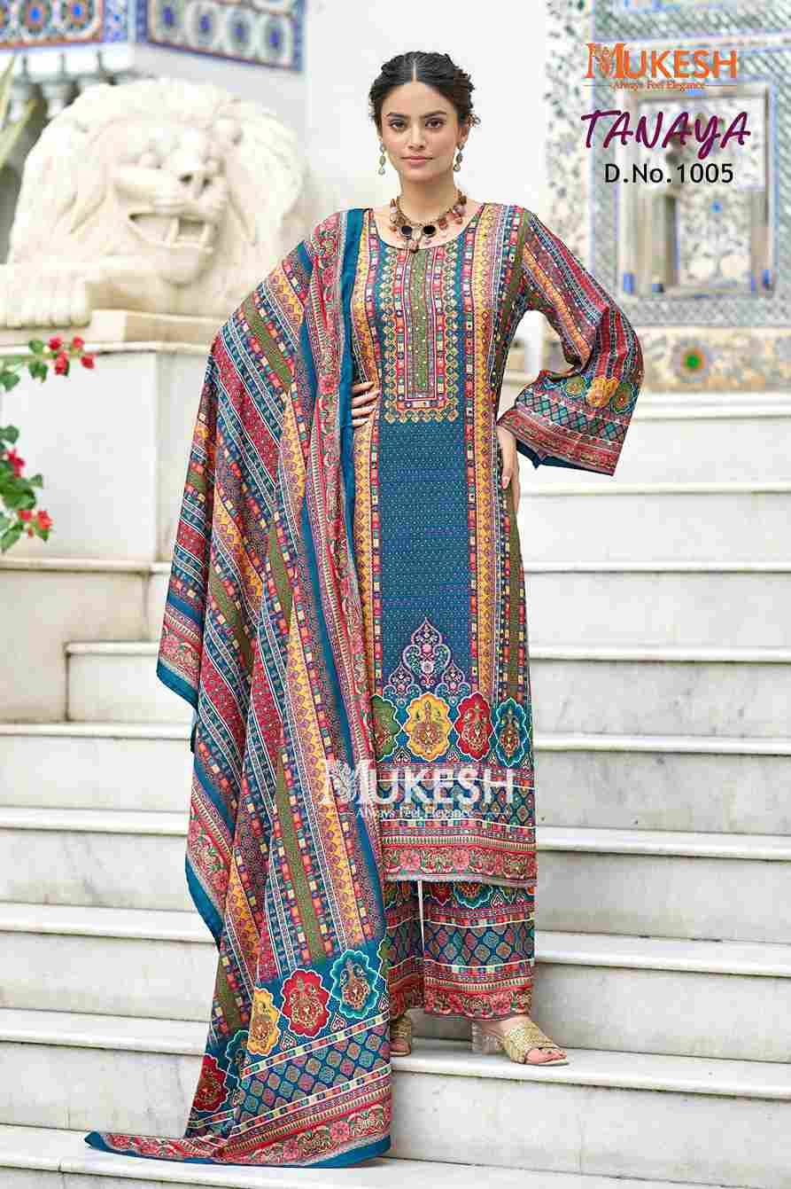 Tanaya By Mukesh 1001 To 1006 Series Designer Festive Suits Beautiful Fancy Stylish Colorful Party Wear & Occasional Wear Crepe Silk Dresses At Wholesale Price