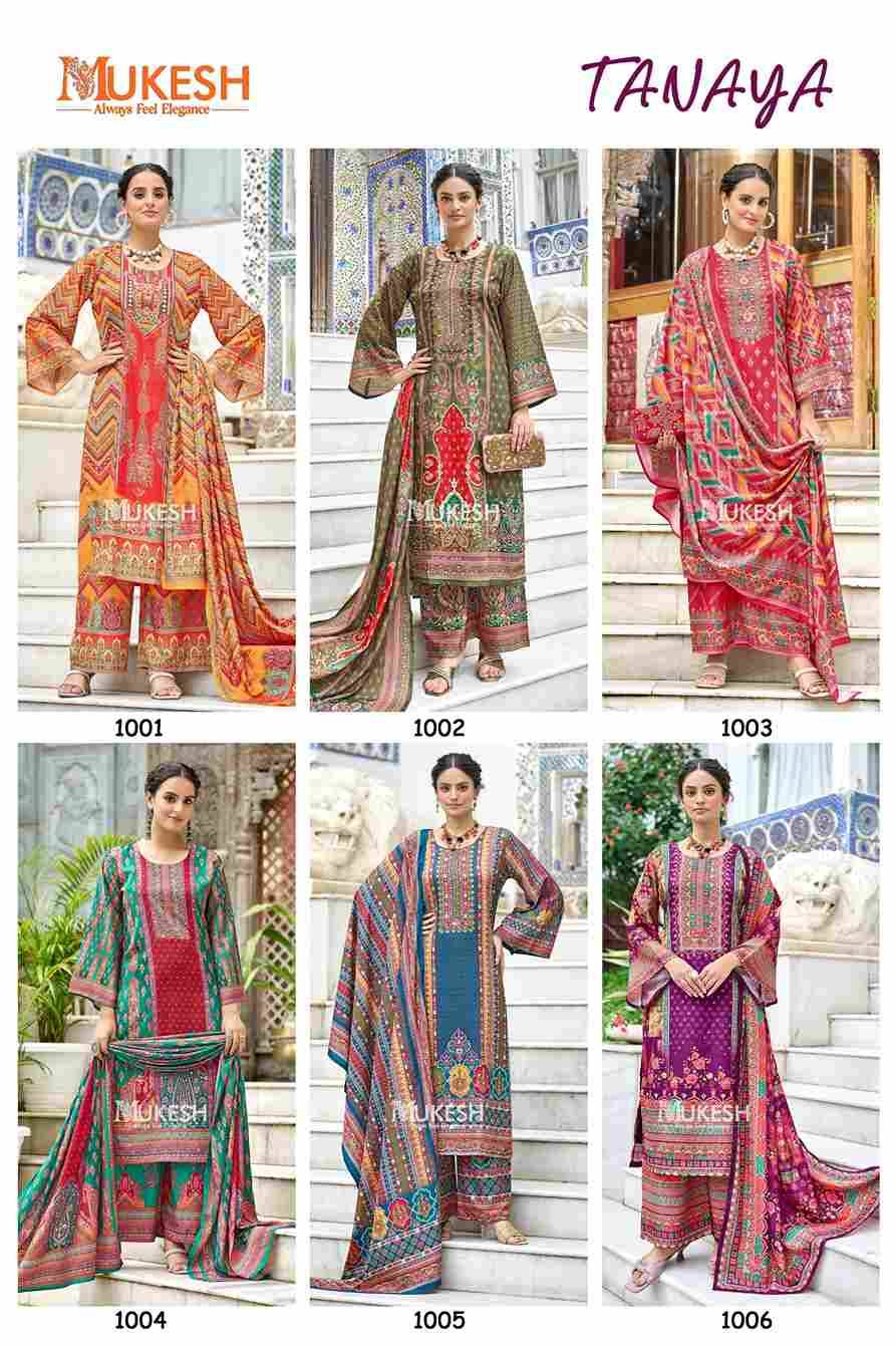 Tanaya By Mukesh 1001 To 1006 Series Designer Festive Suits Beautiful Fancy Stylish Colorful Party Wear & Occasional Wear Crepe Silk Dresses At Wholesale Price