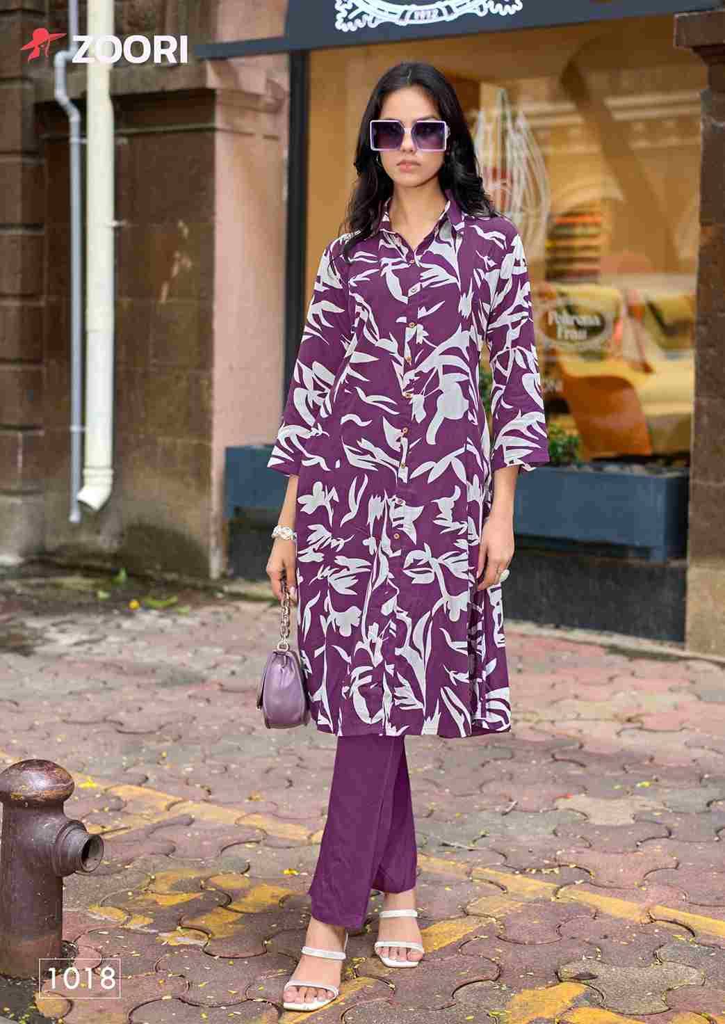 Alexa Vol-4 By Zoori 1017 To 1022 Series Designer Collection Beautiful Stylish Fancy Colorful Party Wear & Occasional Wear Rayon Print Kurtis With Bottom At Wholesale Price