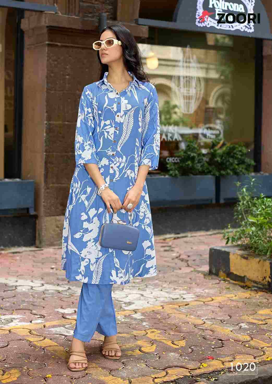 Alexa Vol-4 By Zoori 1017 To 1022 Series Designer Collection Beautiful Stylish Fancy Colorful Party Wear & Occasional Wear Rayon Print Kurtis With Bottom At Wholesale Price
