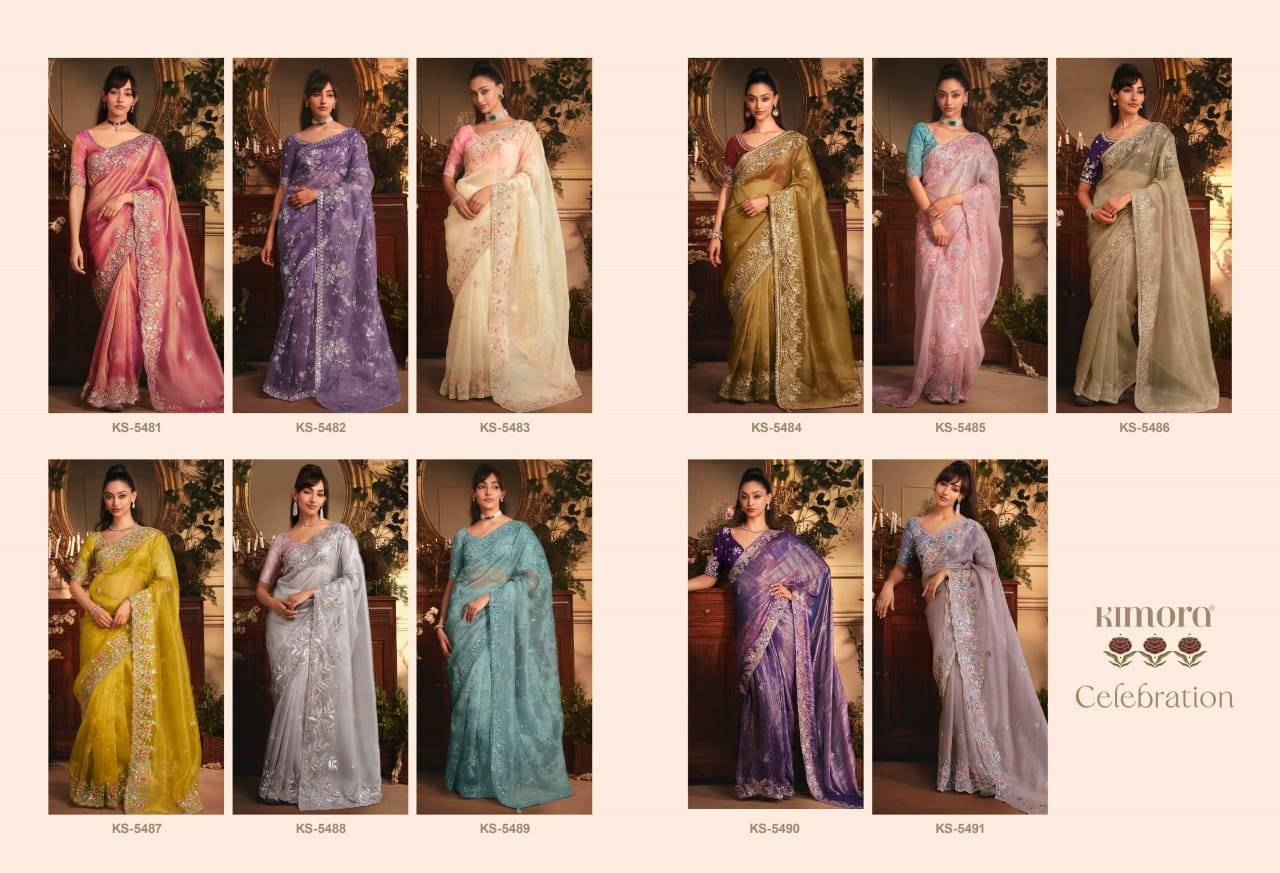 Celebration By Kimora Fashion 5481 To 5491 Series Indian Traditional Wear Collection Beautiful Stylish Fancy Colorful Party Wear & Occasional Wear Fancy Sarees At Wholesale Price