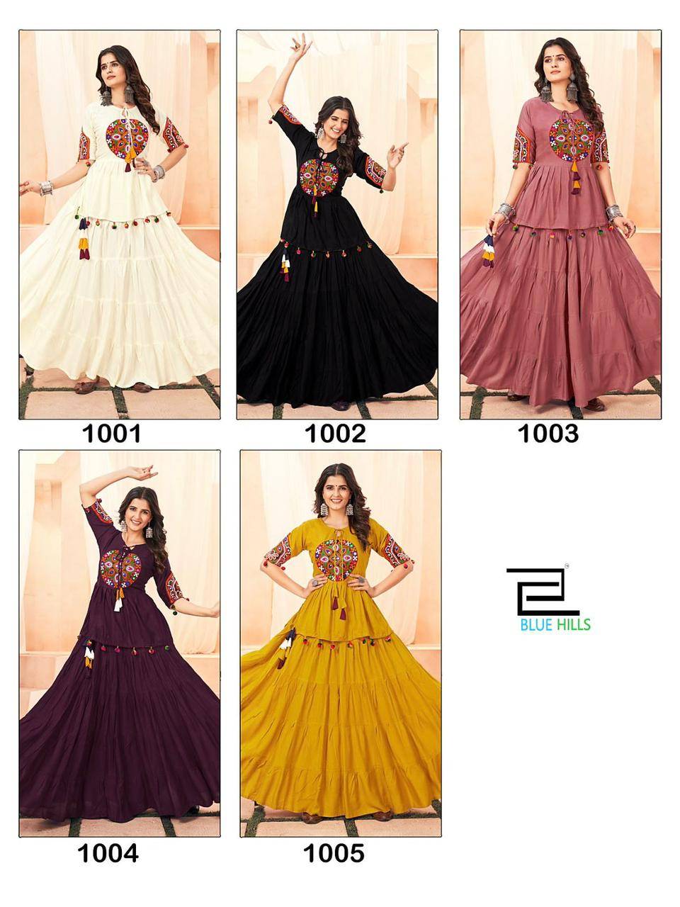Dholida By Fashid Wholesale 1001 To 1005 Series Wear Collection Beautiful Stylish Colorful Fancy Party Wear & Occasional Wear Heavy Rayon Gown At Wholesale Price