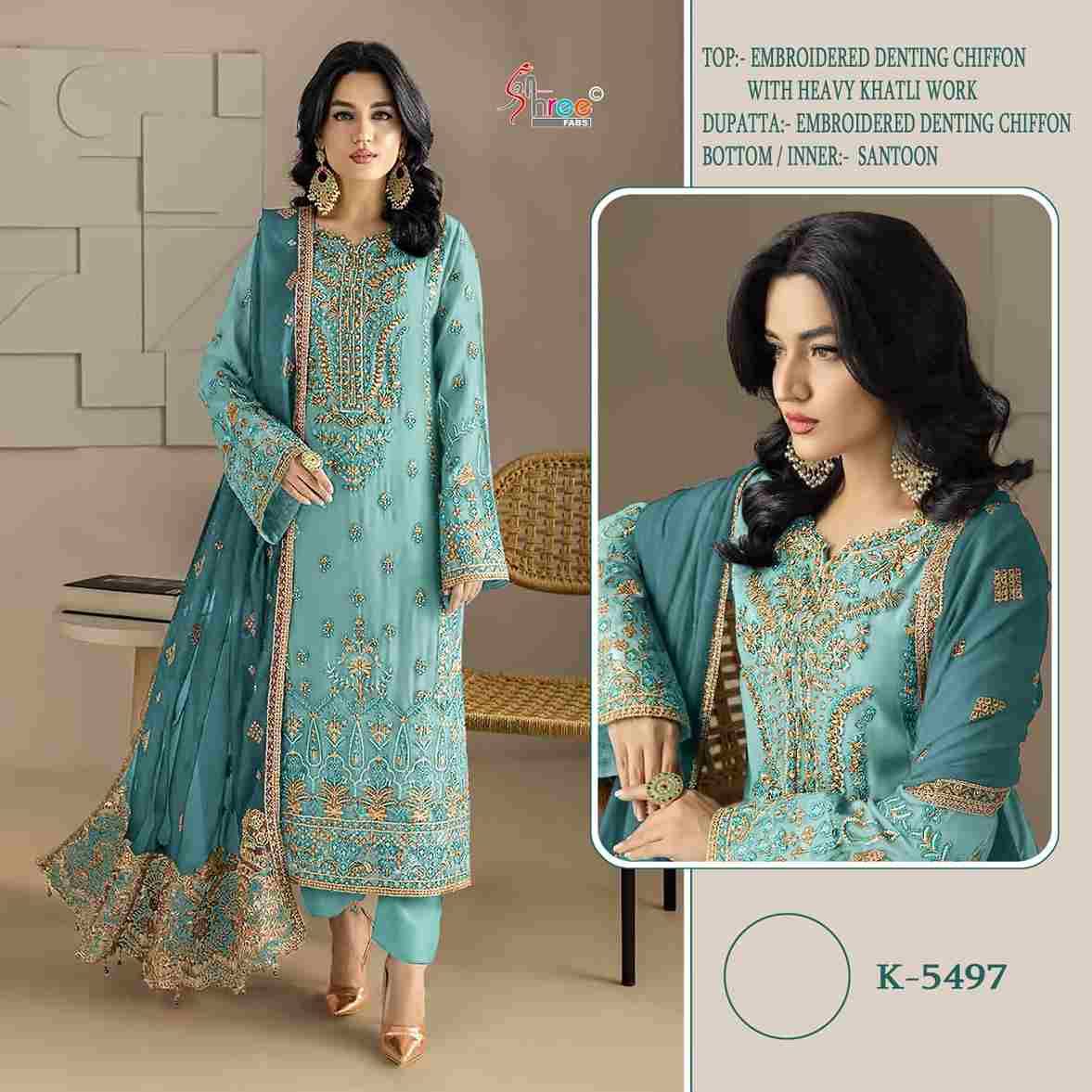 Shree Fabs Hit Design K-5497 Colours By Shree Fabs K-5497-A To K-5497-D Series Designer Pakistani Suits Beautiful Fancy Stylish Colorful Party Wear & Occasional Wear Chiffon Embroidery Dresses At Wholesale Price