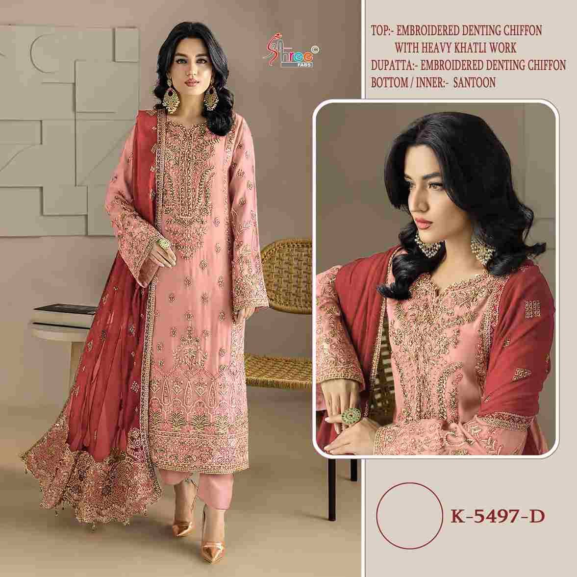 Shree Fabs Hit Design K-5497 Colours By Shree Fabs K-5497-A To K-5497-D Series Designer Pakistani Suits Beautiful Fancy Stylish Colorful Party Wear & Occasional Wear Chiffon Embroidery Dresses At Wholesale Price