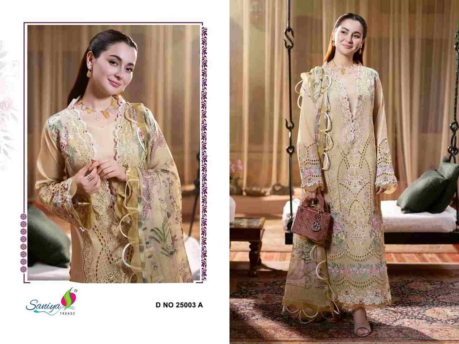 Ombre 25003 Colours By Saniya Trendz 25003-A To 25003-C Series Beautiful Pakistani Suits Colorful Stylish Fancy Casual Wear & Ethnic Wear Cotton Embroidered Dresses At Wholesale Price