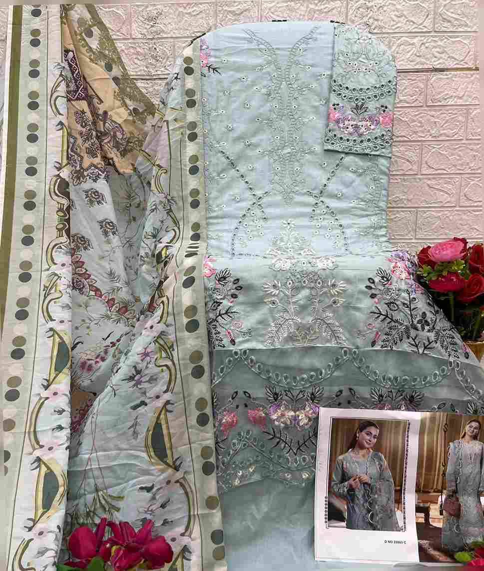 Ombre 25003 Colours By Saniya Trendz 25003-A To 25003-C Series Beautiful Pakistani Suits Colorful Stylish Fancy Casual Wear & Ethnic Wear Cotton Embroidered Dresses At Wholesale Price
