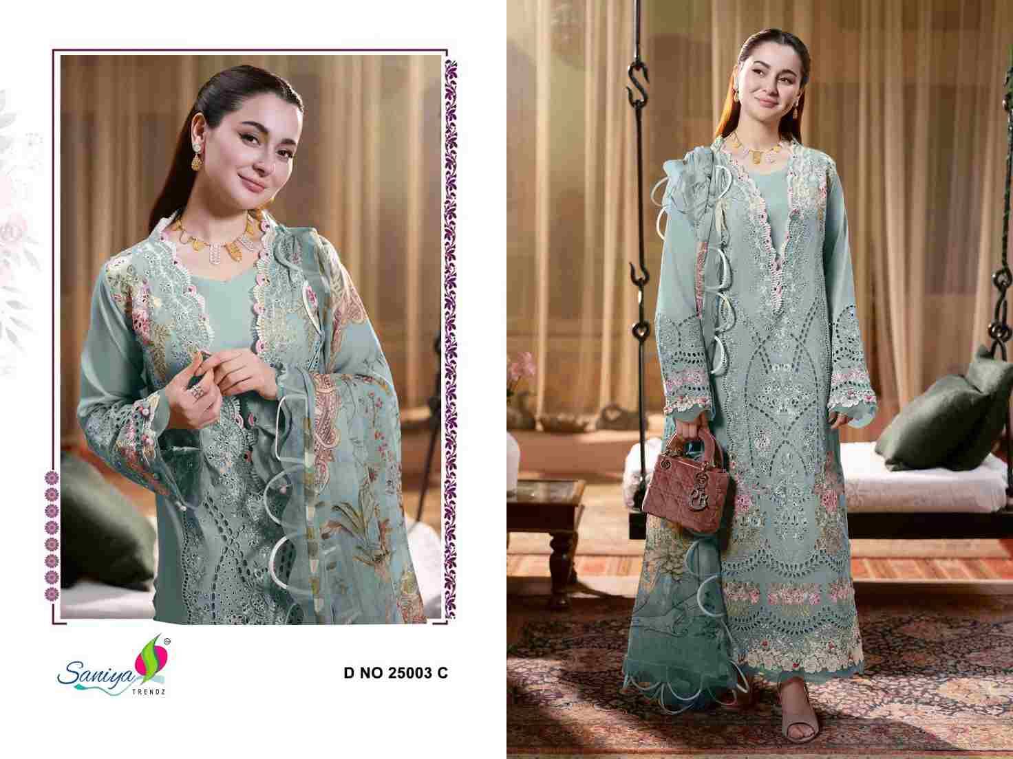 Ombre 25003 Colours By Saniya Trendz 25003-A To 25003-C Series Beautiful Pakistani Suits Colorful Stylish Fancy Casual Wear & Ethnic Wear Cotton Embroidered Dresses At Wholesale Price
