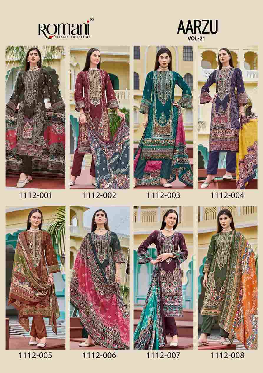 Aarzu Vol-21 By Romani 1112-001 To 1112-008 Series Beautiful Festive Suits Stylish Fancy Colorful Casual Wear & Ethnic Wear Soft Cotton Print Dresses At Wholesale Price