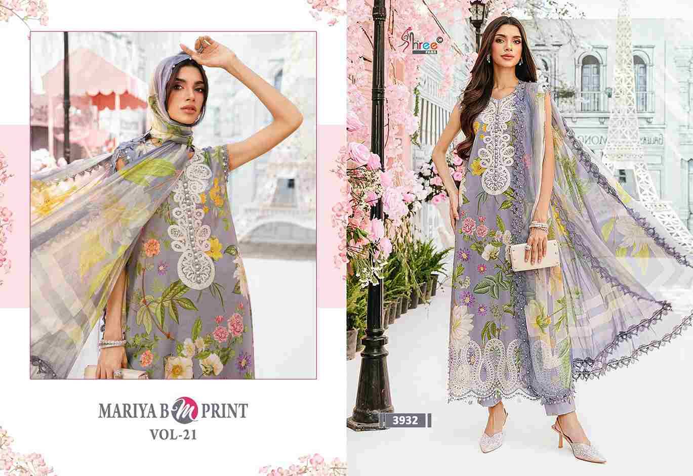 Mariya B Mprint Vol-21 By Shree Fabs 3931 To 3938 Series Beautiful Pakistani Suits Colorful Stylish Fancy Casual Wear & Ethnic Wear Pure Cotton Embroidered Dresses At Wholesale Price