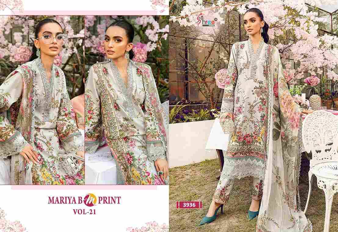 Mariya B Mprint Vol-21 By Shree Fabs 3931 To 3938 Series Beautiful Pakistani Suits Colorful Stylish Fancy Casual Wear & Ethnic Wear Pure Cotton Embroidered Dresses At Wholesale Price