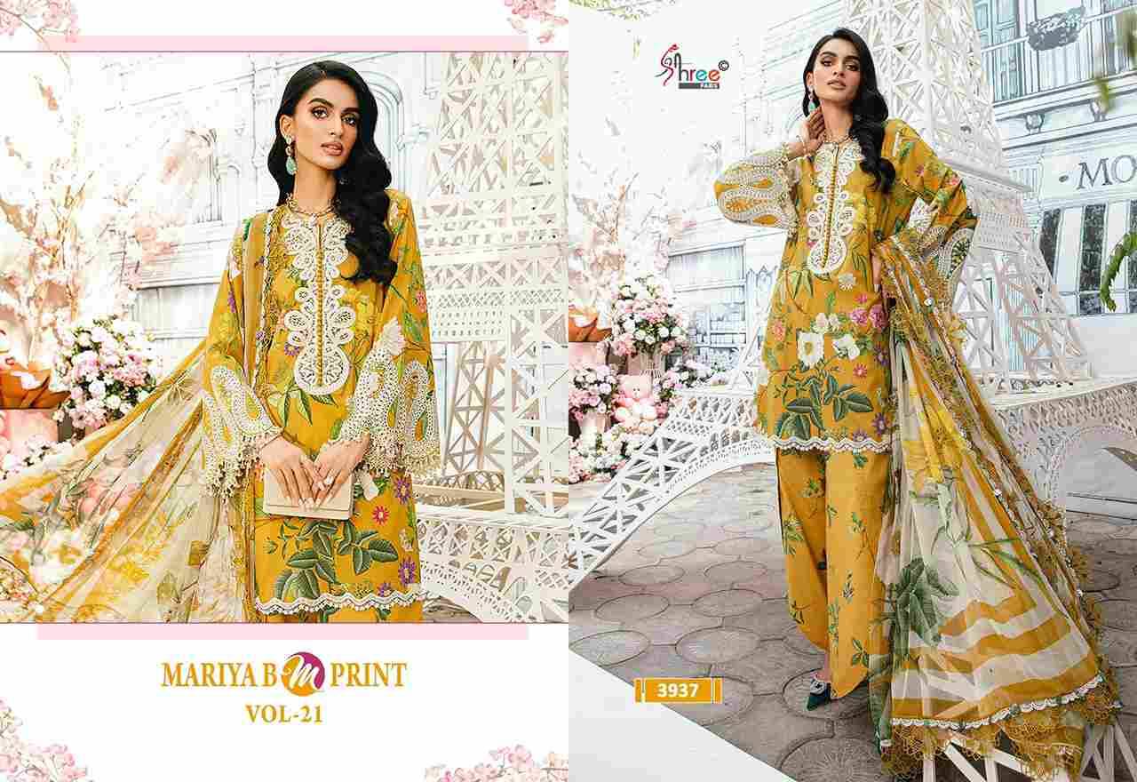 Mariya B Mprint Vol-21 By Shree Fabs 3931 To 3938 Series Beautiful Pakistani Suits Colorful Stylish Fancy Casual Wear & Ethnic Wear Pure Cotton Embroidered Dresses At Wholesale Price