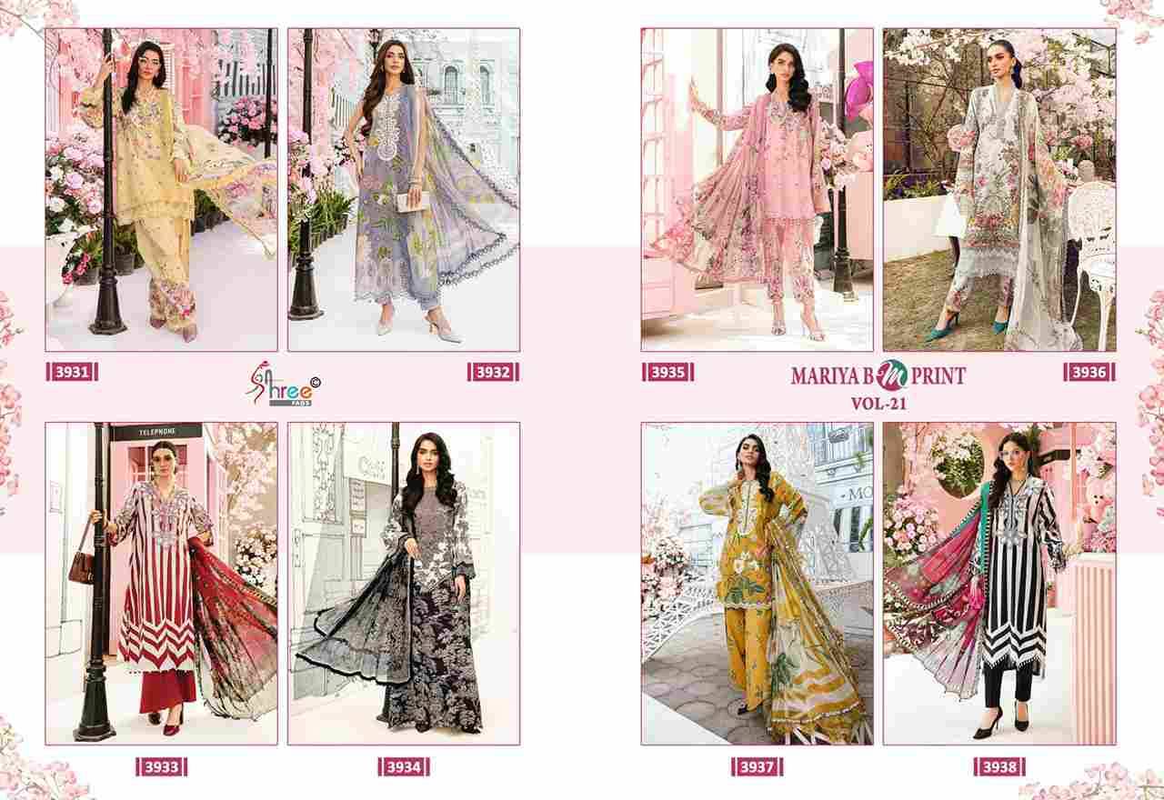 Mariya B Mprint Vol-21 By Shree Fabs 3931 To 3938 Series Beautiful Pakistani Suits Colorful Stylish Fancy Casual Wear & Ethnic Wear Pure Cotton Embroidered Dresses At Wholesale Price