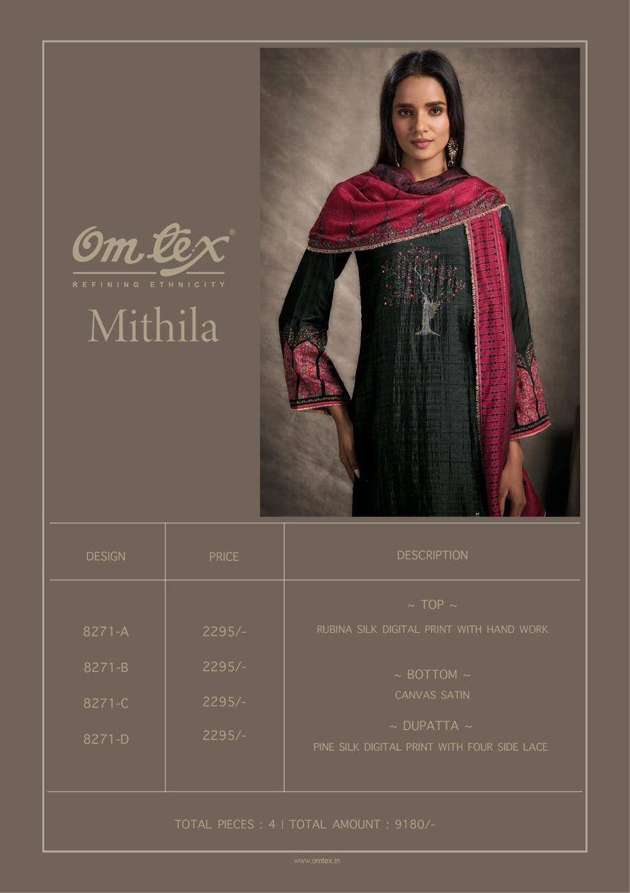 Mithila By Om Tex 8271-A To 8271-D Series Beautiful Festive Suits Colorful Stylish Fancy Casual Wear & Ethnic Wear Silk Dresses At Wholesale Price