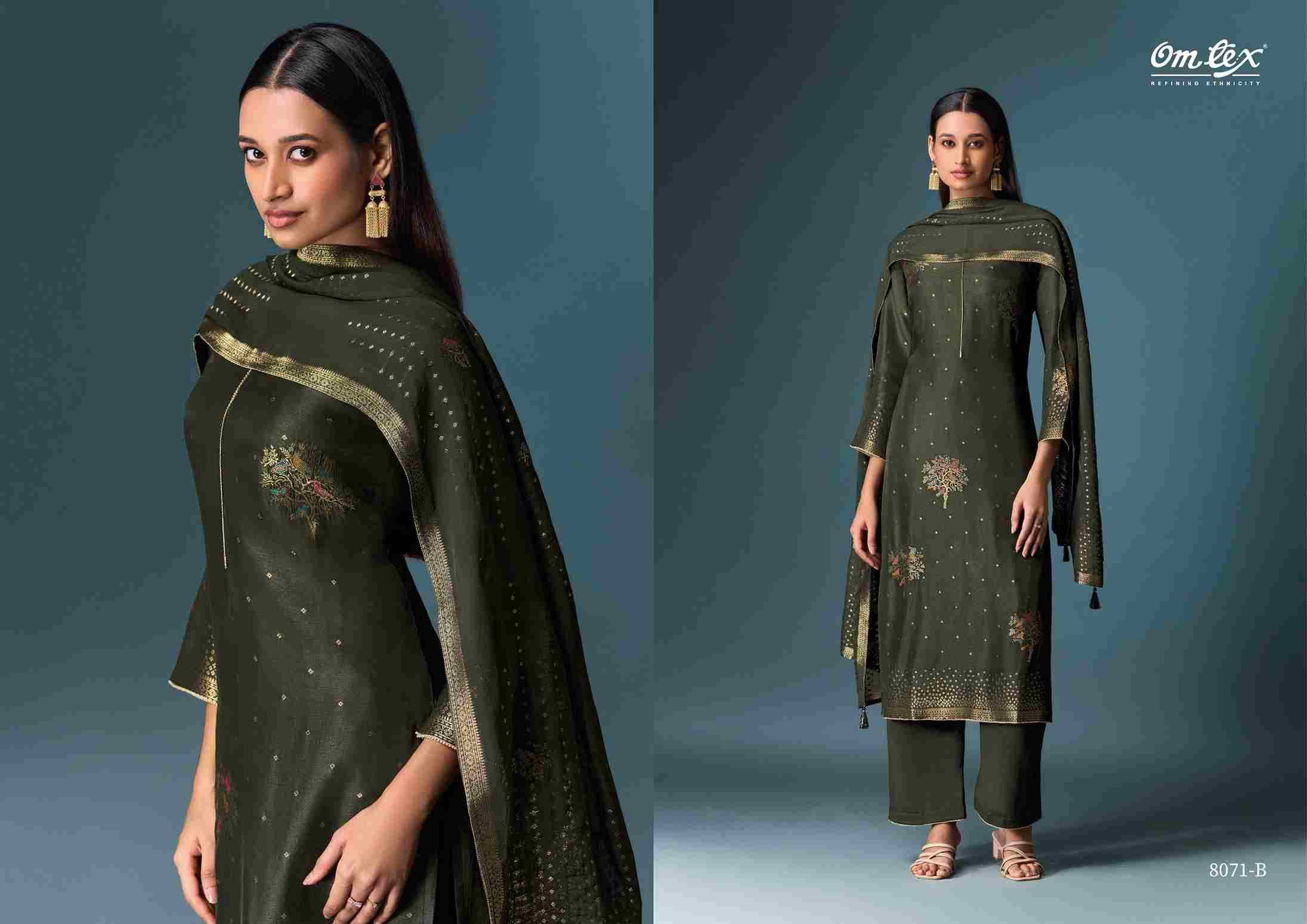Yalini By Om Tex 8071-A To 8071-C Series Beautiful Festive Suits Colorful Stylish Fancy Casual Wear & Ethnic Wear Silk Jacquard Dresses At Wholesale Price
