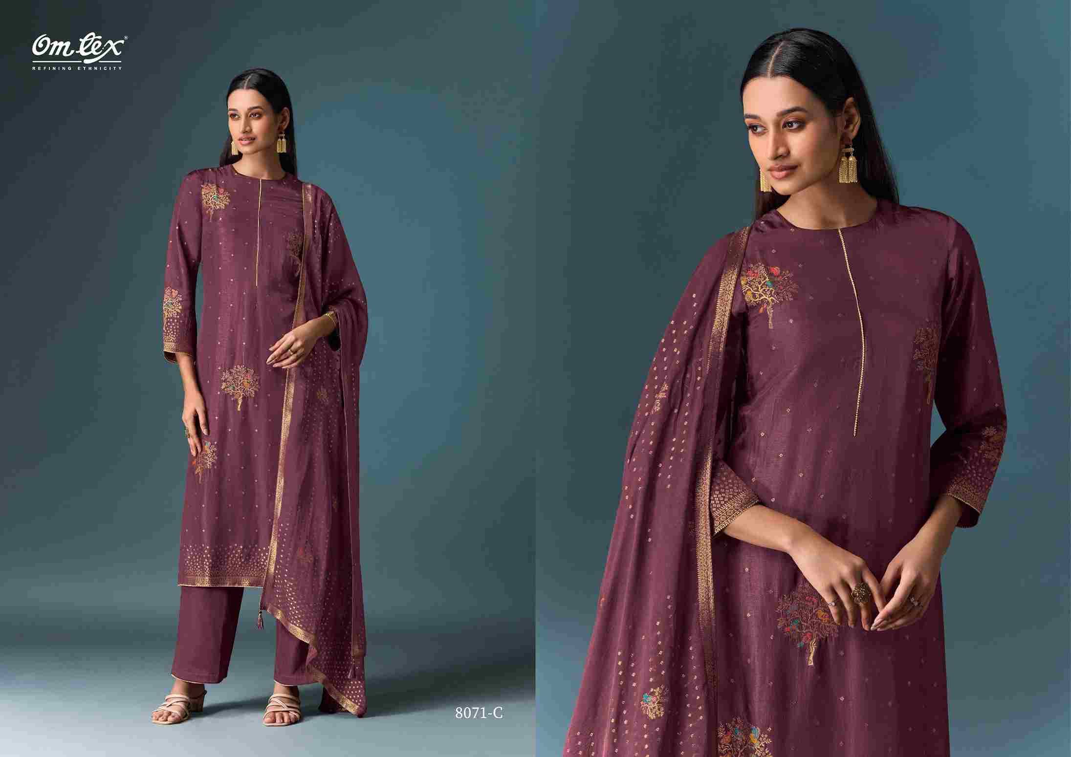 Yalini By Om Tex 8071-A To 8071-C Series Beautiful Festive Suits Colorful Stylish Fancy Casual Wear & Ethnic Wear Silk Jacquard Dresses At Wholesale Price