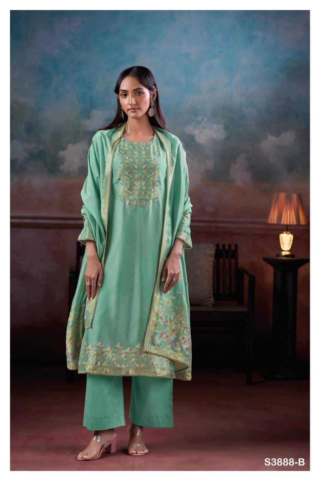 Mansiya-3888 By Ganga Fashion 3888-A To 3888-F Series Beautiful Festive Suits Colorful Stylish Fancy Casual Wear & Ethnic Wear Pure Viscose Silk Jacquard Dresses At Wholesale Price