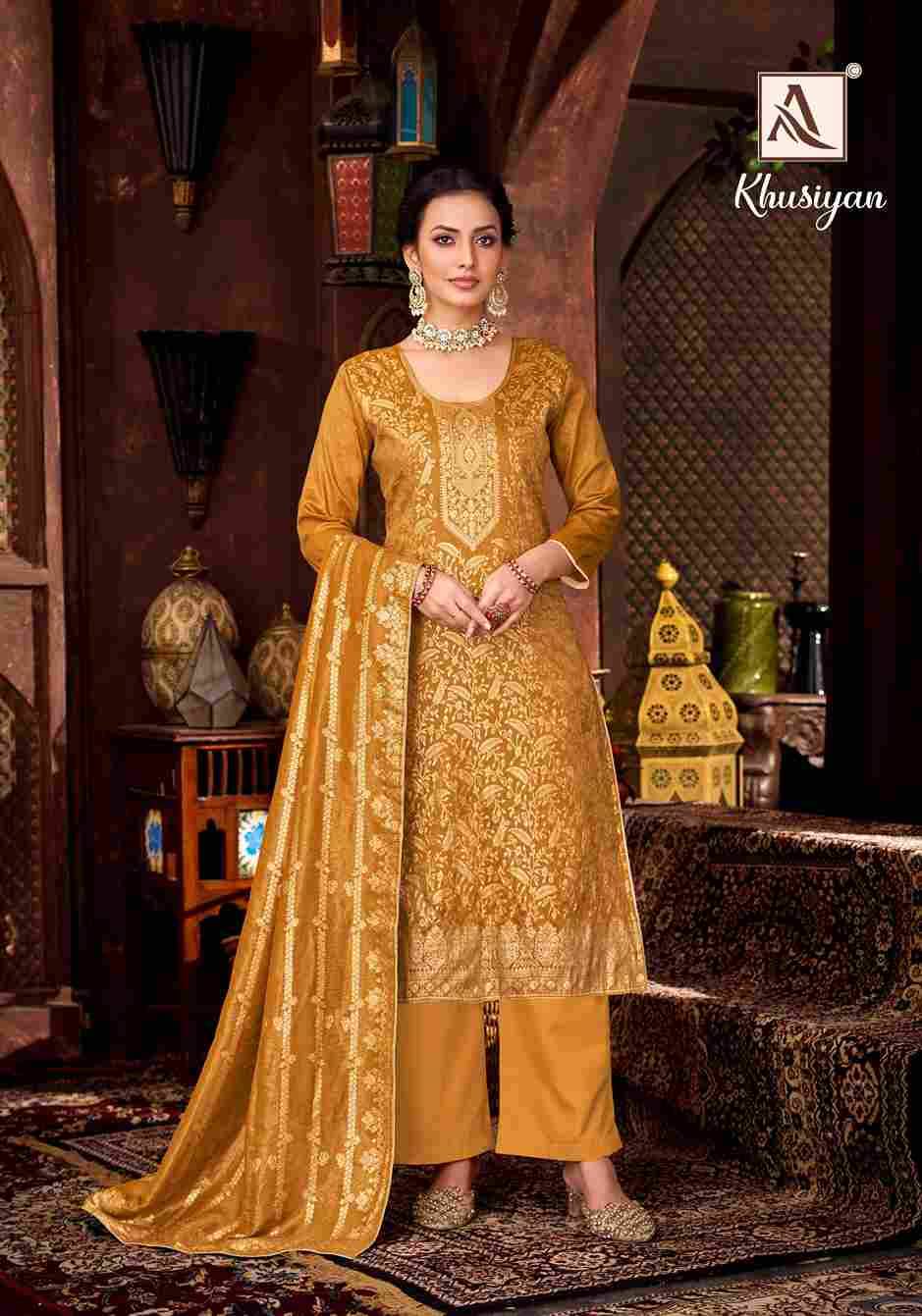 Khusiyan By Alok Suit 1740-001 To 1740-006 Series Beautiful Festive Suits Colorful Stylish Fancy Casual Wear & Ethnic Wear Pure Jacquard Dresses At Wholesale Price