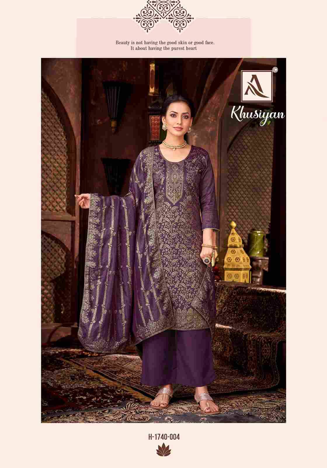 Khusiyan By Alok Suit 1740-001 To 1740-006 Series Beautiful Festive Suits Colorful Stylish Fancy Casual Wear & Ethnic Wear Pure Jacquard Dresses At Wholesale Price