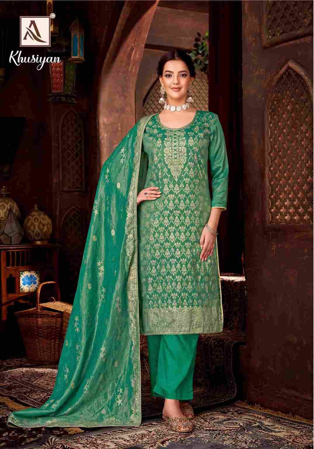 Khusiyan By Alok Suit 1740-001 To 1740-006 Series Beautiful Festive Suits Colorful Stylish Fancy Casual Wear & Ethnic Wear Pure Jacquard Dresses At Wholesale Price