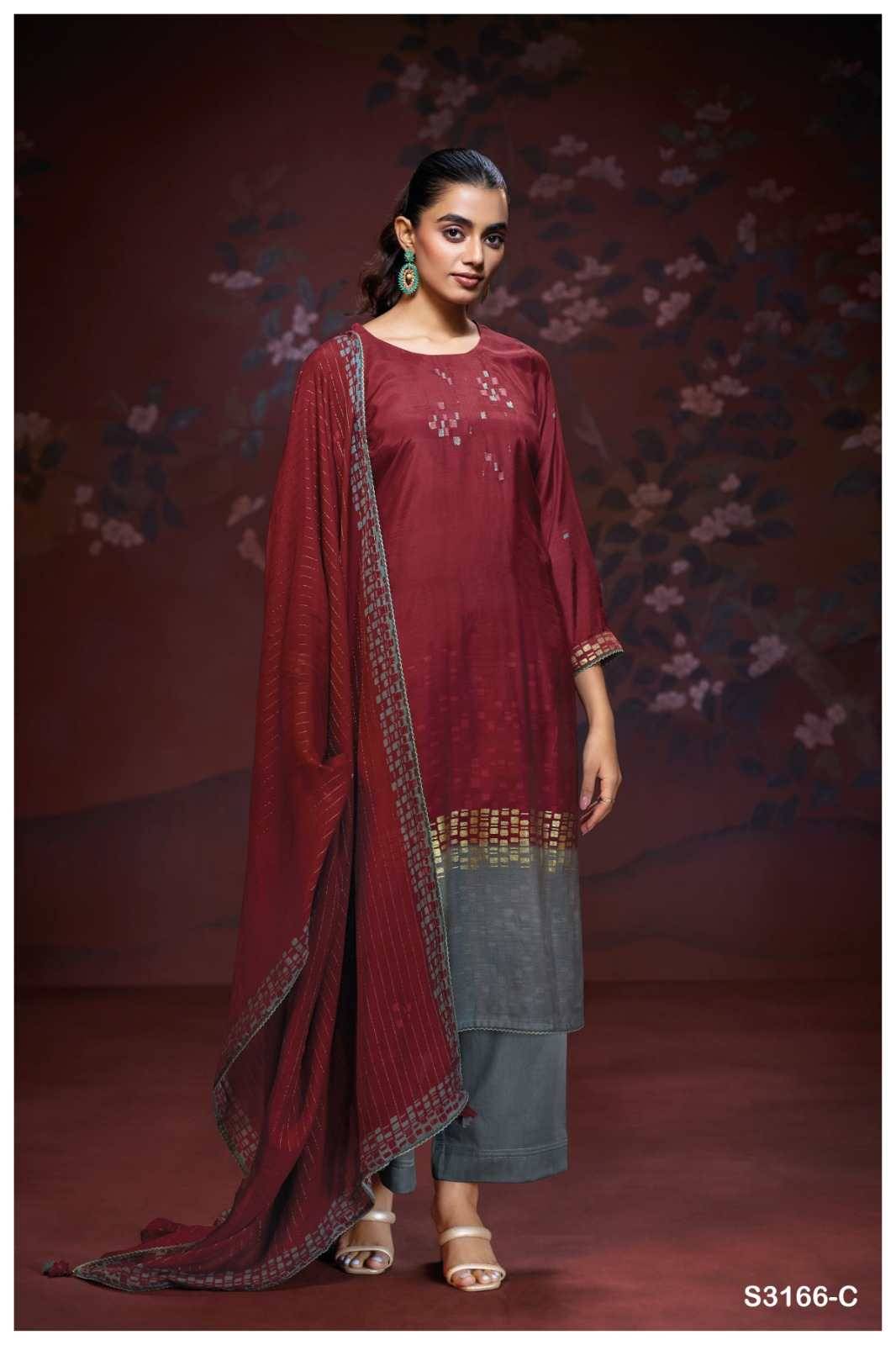 Adhitri-3166 By Ganga Fashion 3166-A To 3166-D Series Beautiful Festive Suits Colorful Stylish Fancy Casual Wear & Ethnic Wear Pure Bemberg Silk Dresses At Wholesale Price