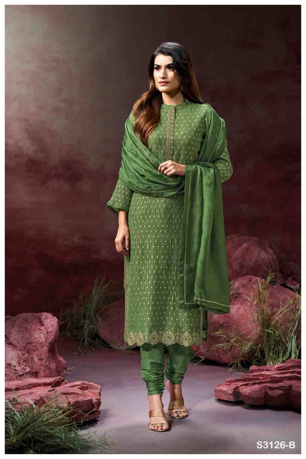 Sria-3126 By Ganga Fashion 3126-A To 3126-B Series Beautiful Festive Suits Colorful Stylish Fancy Casual Wear & Ethnic Wear Pure Jacquard Dresses At Wholesale Price