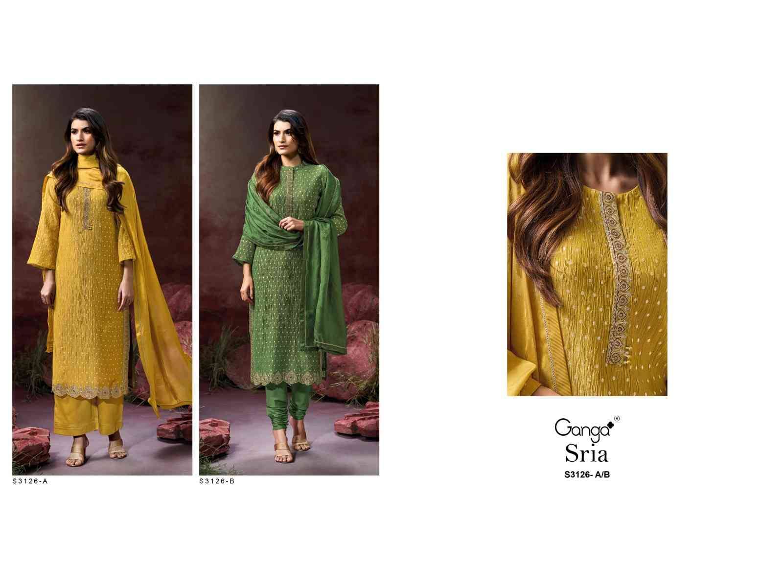 Sria-3126 By Ganga Fashion 3126-A To 3126-B Series Beautiful Festive Suits Colorful Stylish Fancy Casual Wear & Ethnic Wear Pure Jacquard Dresses At Wholesale Price