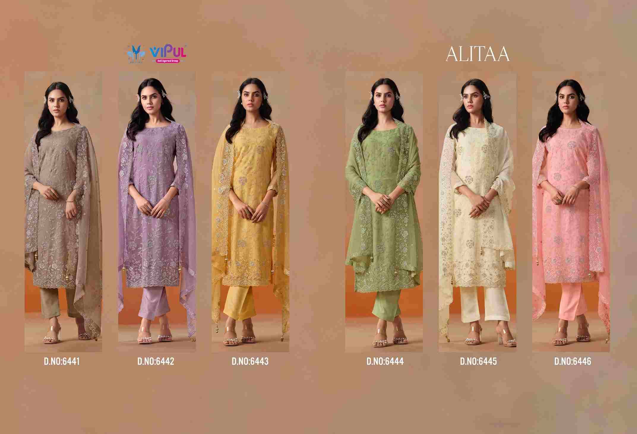 Alitaa By Vipul Fashion 6441 To 6446 Series Indian Traditional Wear Collection Beautiful Stylish Fancy Colorful Party Wear & Occasional Wear Chiffon Sarees At Wholesale Price