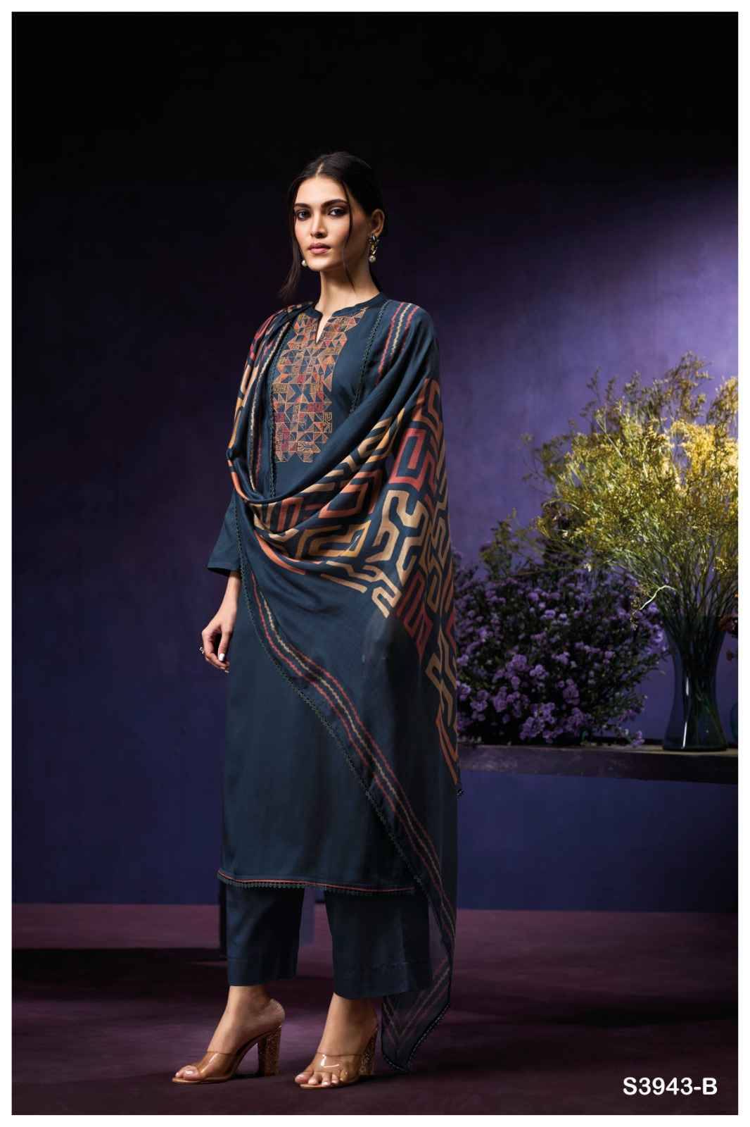 Oviana-3943 By Ganga Fashion 3943-A To 3943-D Series Beautiful Festive Suits Colorful Stylish Fancy Casual Wear & Ethnic Wear Pure Cotton Satin Dresses At Wholesale Price