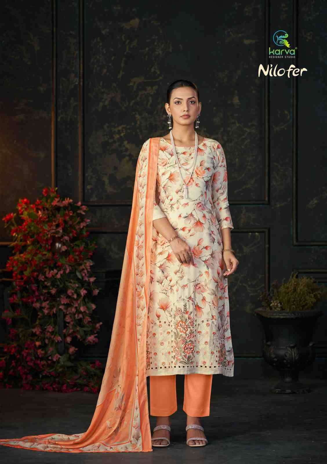 Nilofer By Karva Designer Studio 01 To 04 Series Beautiful Festive Suits Colorful Stylish Fancy Casual Wear & Ethnic Wear Pure Viscose Muslin Dresses At Wholesale Price