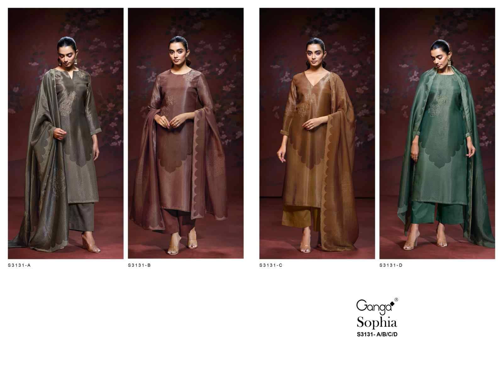 Sophia-3131 By Ganga Fashion 3131-A To 3131-D Series Beautiful Festive Suits Colorful Stylish Fancy Casual Wear & Ethnic Wear Pure Bemberg Silk Jacquard Dresses At Wholesale Price