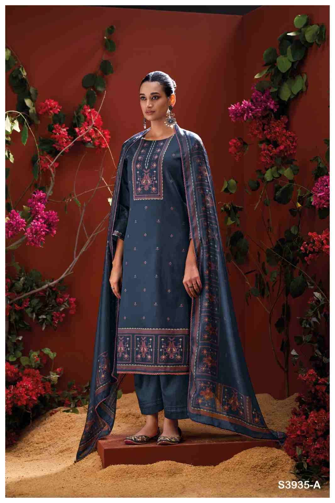 Naadia-3935 By Ganga Fashion 3935-A To 3935-D Series Beautiful Festive Suits Colorful Stylish Fancy Casual Wear & Ethnic Wear Pure Cotton Satin Dresses At Wholesale Price