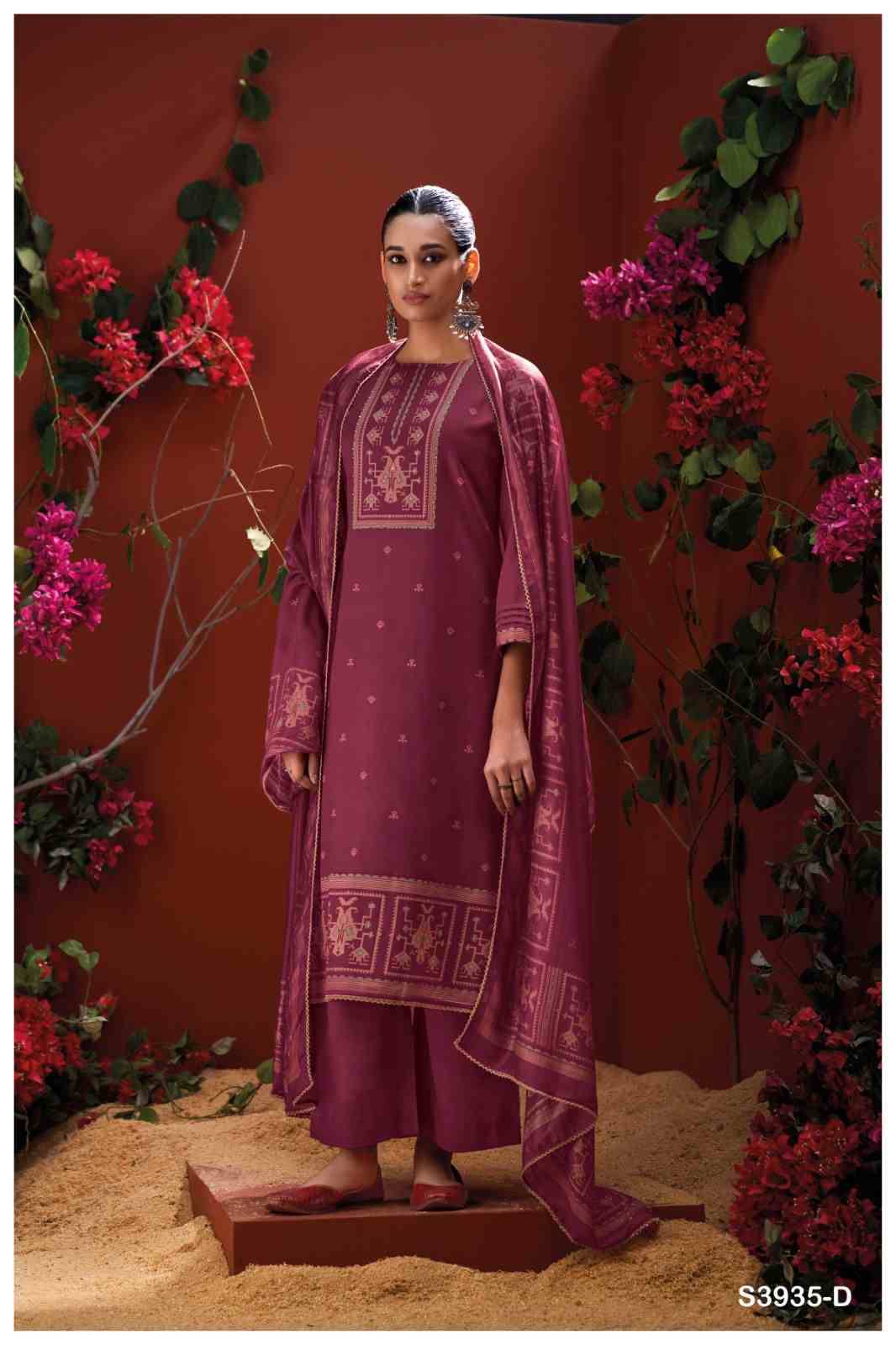 Naadia-3935 By Ganga Fashion 3935-A To 3935-D Series Beautiful Festive Suits Colorful Stylish Fancy Casual Wear & Ethnic Wear Pure Cotton Satin Dresses At Wholesale Price