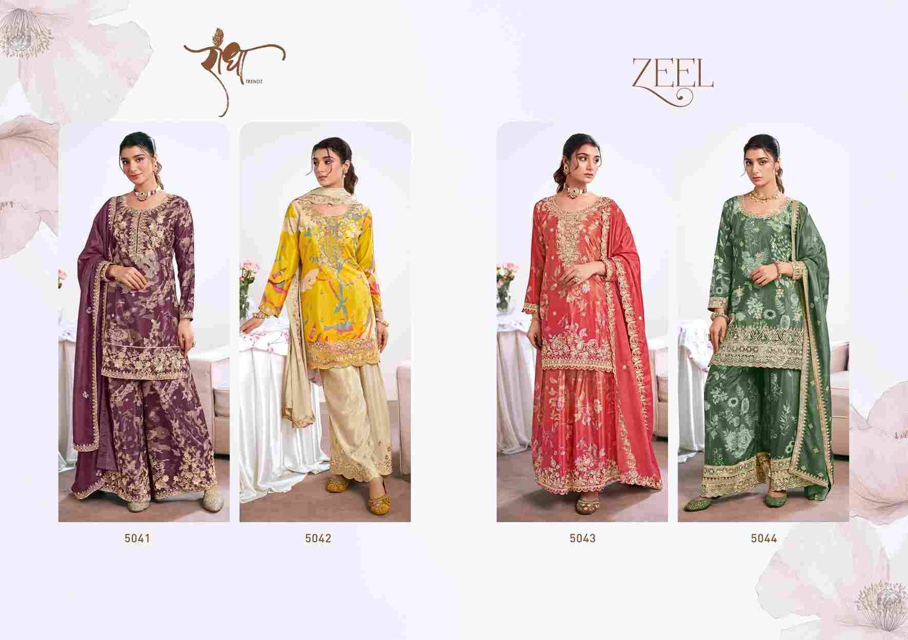 Zeel By Radha Trendz 5044 To 5044 Series Designer Sharara Suits Beautiful Fancy Colorful Stylish Party Wear & Occasional Wear Premium Chinnon Dresses At Wholesale Price